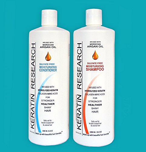Шампоан и Балсам без сулфати, 2 бутилки по 1 литър, пълни с Мароканския Аргановым масло, от Keratin Research post treatment shampoo