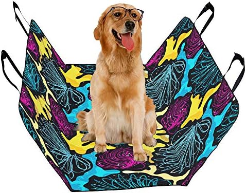 Калъф за седалка кучета ENEVOTX Обичай Цвете Doodle Art Блок С ръчно рисувани Печат Калъфи за автомобилни седалки за
