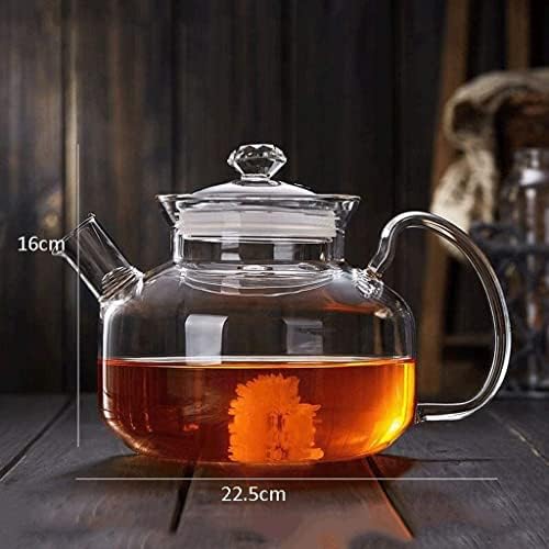 Кана билков чай, Чайник Стъкло, Огнеупорни Цвете Чайник, Кана с Филтър, Топлоустойчива Стъклена Чай Набор от електрически Чайник (Кана + 6 чаши) чайникът за една Чаен?