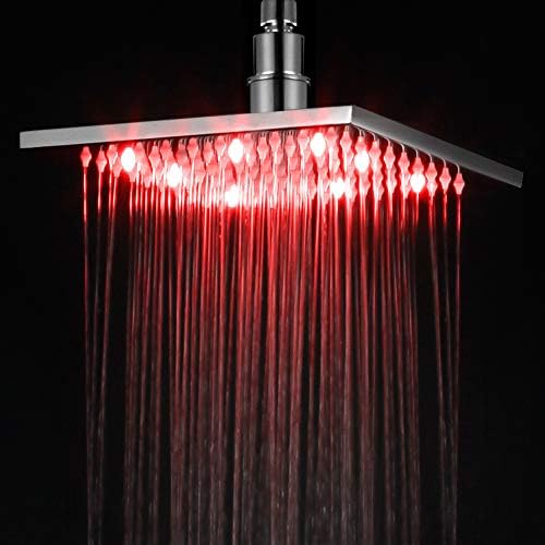 Марка ALFI LED8S-BN Матиран Никел 8 Квадратна Многоцветен Led Дъждовна Накрайник за душ