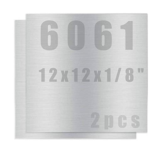 LUNKUIVY 2 БР 6061 T6 Алуминий Метален лист 12 x 12 x 1/8 Инча Правоъгълна Метална плоча, Покрита със защитен филм, 3