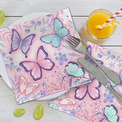 За еднократна употреба хартиени салфетки Пеперуда 3-слойна Кърпички за напитки Бътерфлай за парти по случай рождения