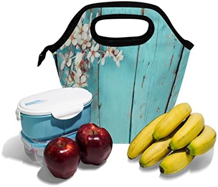 Чанта за обяд Vipsk, Зелена Кутия за обяд със Старата Врата и цветове на Череша, Водоустойчив Калъф за Носене