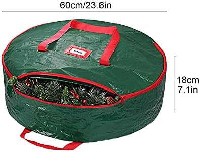 Чанта за съхранение на Коледни Венци ACJRYO, 24-инчов Празничен контейнер за Гирлянди с Двойно закопчаване-цип и подсилена