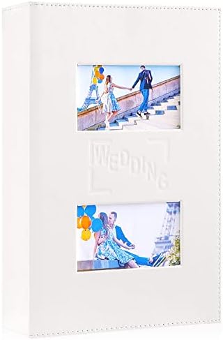 Сватбен Фото албум Ywlake 4x6 300 Джобни Снимки, Албум за Младоженци в Кожена Подвързия с Капацитет 300 Хоризонтални Снимки Бял Цвят