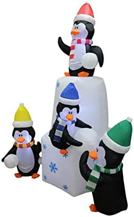 Комплект от две украса за Коледното парти, състоящ се от гигантското в Дядо Коледа с височина 14 фута и Седем въздушни Пингвини