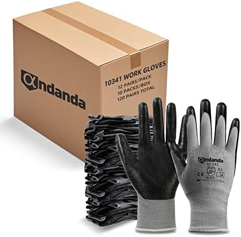 Работни ръкавици ANDANDA 120 двойки, Smart Touch, 3D Comfort Stretch Fit, Работни ръкавици, с нитриловым покритие и дръжка,