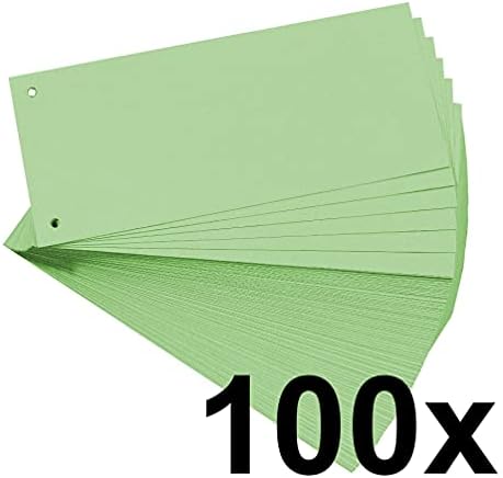EXACOMPTA 13345B Paquet de 100 fiches intercalaires perforées 180g unies à l ' italienne 10,5 cm x 24 cm pour classeur vertes
