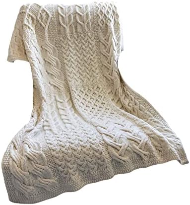 Ирландски Вязаное Одеяло от Сверхмягкой Мериносова вълна Произведено в Ирландия 42 x 64