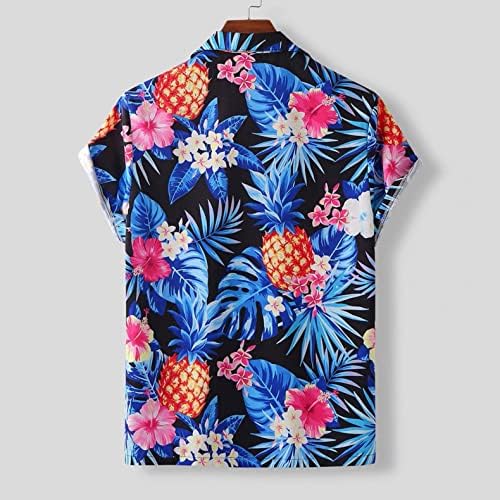 Nyybw Мъжки Хавайска Риза Ежедневни Ризи с Копчета с Къс ръкав и Цветен Модел Модни Тениски, Блузи, Тениски