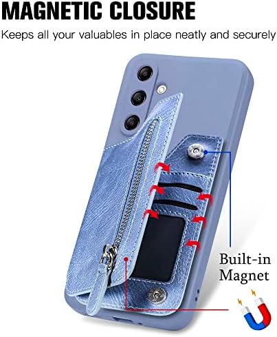 Ysnzaq Чанта-портфейл с цип за Samsung Galaxy A14 6,6 , от Изкуствена Кожа, Сгъваем Магнитен Държач за карти, Калъф