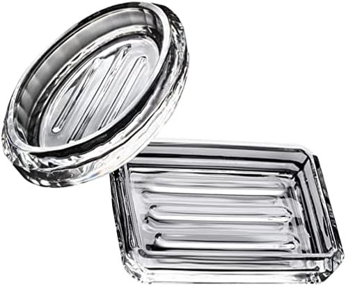 Стъклени Съдове Zerodeko 2 елемента Прозрачна Стъклена Сапунерка Декоративен Тава За Сапун Плот Държач за Сапун