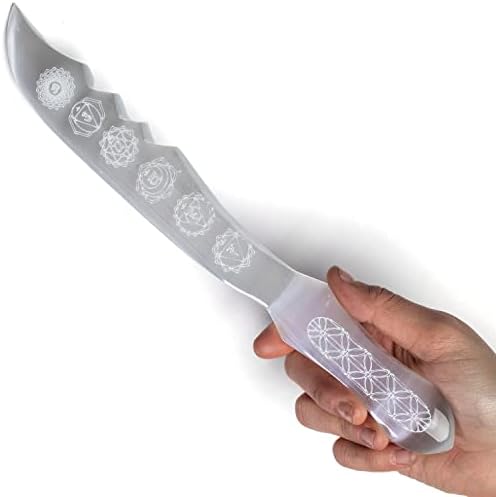 Чакровый нож KALIFANO Selenite Dagger - Меч Селенита от Атласного лонжерона с Лечебен и успокояващ ефект - Приложен