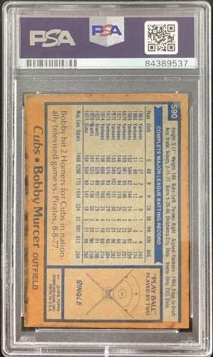 Бейзболна картичка Боби Мурсера 1978 Topps #590 с автограф Чи Cubs GG PSA/ДНК - Бейзболни картички с автограф