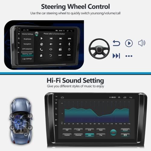 Android Автомобилна стерео система за Mercedes Benz ML GL ML350 GL320 X164 2005-2011 Поддръжка на безжичен Carplay/Android Auto с 9-инчов сензорен екран WiFi, GPS Навигация BT USB FM/RDS Радио Резервно помеще
