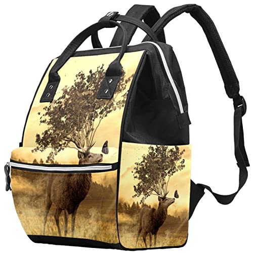 Hirsch Elk On The Prairie Чанти-Тоут за Памперси Раница за Мама Голямата Голям Чанта за Памперси Пътна Чанта за Грижа за детето