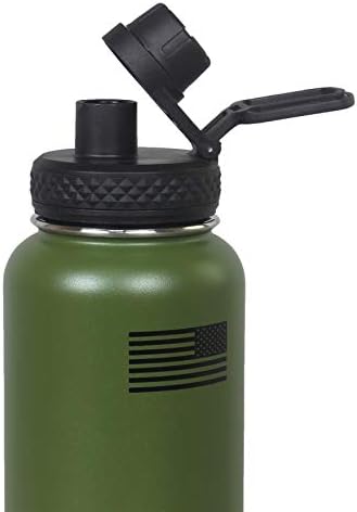 Tactical Pro Supply Спортна Бутилка за вода с американския флаг на 32 Грама Атакува Forward - Неръждаема Стомана С двойна вакуумна изолация, не съдържа BPA (зелен)