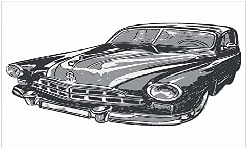 Керамични Държач за четка за зъби Ambesonne Cars, Рисувани Ръчно Ретро Автомобил с Детализированными Лампи на предния