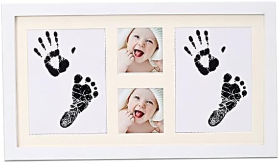 LLLY Детска рамка за снимка Нетоксичен Детски Отпечатък на Ръцете Комплект Подаръци За Пръстови Отпечатъци Новороденото Тъмен