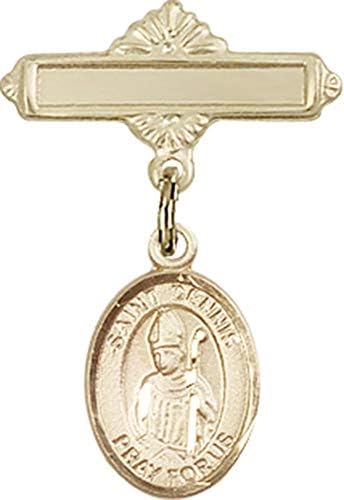 Детски икона Jewels Мания чар на Свети Денис и полирани игла за бейджа | Детски иконата със златен пълнеж с чар Свети Денис
