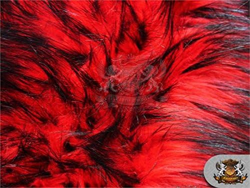 Изкуствена кожа с дълъг дрямка, аляскинские хъски, Червен плат / Ширина 58 см / Продава се двор