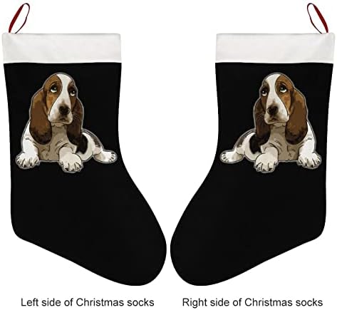 Басет Куче Коледни Чорапи Къси Плюшени Коледни Чорапи Подвесное Украса за Коледната Елха Украса на Камината 26x42 см