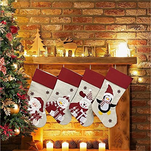 Коледни Чорапи 4 Опаковки 18,5 инча(ите), и), Коледна Украса, Подаръци, Класически Персонализирани Чорапи с