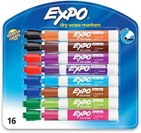 Маркери за сухо изтриване с ниско миризма EXPO Съвет Стамески, Различни цветове, 16 опаковки и Маркери за сухо изтриване