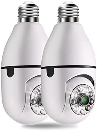 Безжична камера с Крушка, Куполната камера за Сигурност, 1080P WiFi, Система за камери за домашно наблюдение с 360-Градусным Обзорным обектив, Нощно виждане, детекция на д