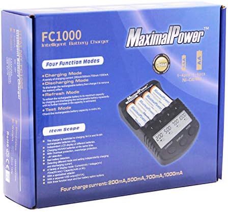 MaximalPower FC1000 4-пристанище на едно Гише интелигентно зарядно устройство за AA и AAA NiMH NiCd с безплатни