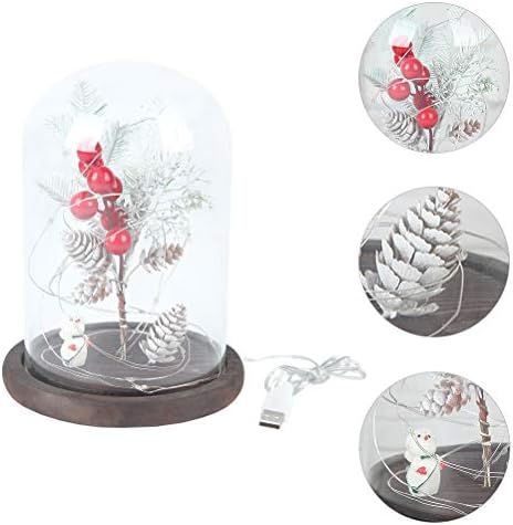 SOLUSTRE Коледна Лампа Коледна Декоративна Лампа със Стъклен Капак Коледна Лампа Настолна Лампа