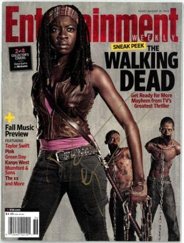Данай Гурира подписа договор с 2012 Entertainment Weekly The Walking Dead Michonne Full Magazine - COA (Без етикет) - Телевизионни дневници