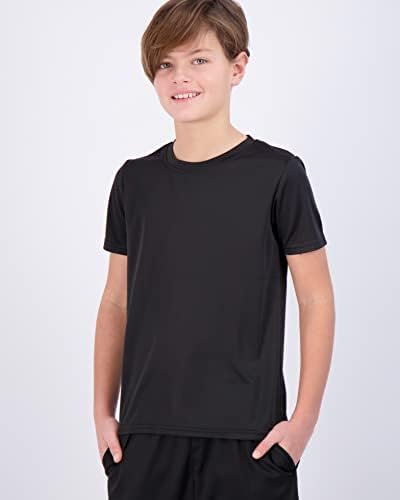 Real Essentials, 5 опаковки: Младежка Мрежа, Впитывающая Влагата Тениска за активни спортни изяви с къс ръкав За Момчета