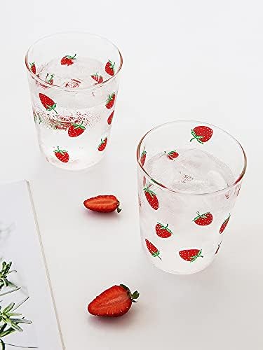 Набор от Sizikato от 2 Прозрачни Стъклени Чаши, чаша за чай с лед обем 11 Грама, на Сладък Ягодов Модел.