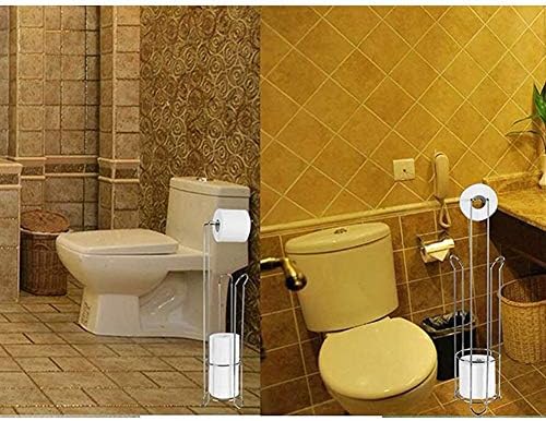 Държач за тоалетни ролки Aisooking - самостоятелен за съхранение - Хром Практичен Аксесоар за банята - за Тоалет или за гости, баня, Хром