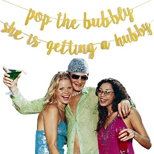 Украса за моминско парти, и лъскави Златни Банер с надпис Pop The Врели She is Getting A Hubby, Булчински душ, Годеж, Сватба моминско парти, за да проверите за моминско парти, Злат