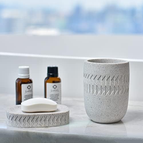 Колекция от керамични аксесоари за баня Lilyang Сив, Комплект Аксесоари за баня от 4 теми с Дозатор за сапун,
