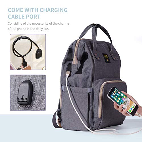Раница SUNVENO за Памперси с USB порт за зареждане, Детски Чанти с Голям Капацитет, Мултифункционален Пътен Раница за мама