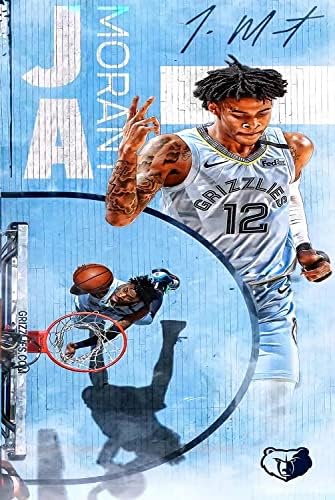 Ja Morant Стенни артистични щампи плакат, Баскетбол Мемфис Гриззлиз плакат, Йа Morant 16 x 24 инча плакат Артистични