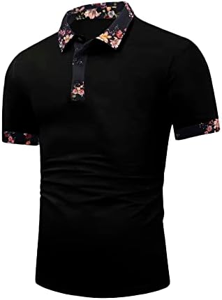 Мъжка Риза с къси ръкави с Цветен Принтом и Копчета Отпред Къс Ръкав, Отгоре Тениска с Яка WDIRARA