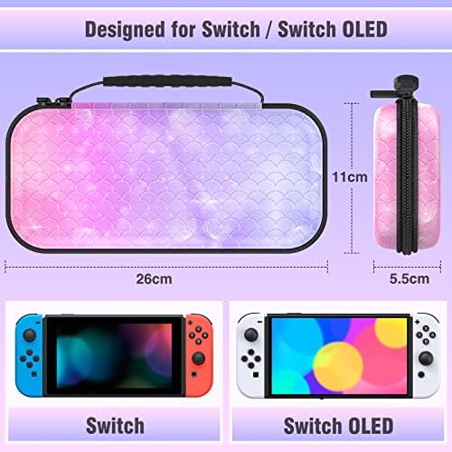 Калъф Larstylee Switch за носене на новия модел Nintendo OLED, Защитен калъф Switch с Хранилището на карти игра за конзолата Nintendo Switch и Аксесоари