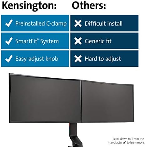 Компактна двойна поставка за монитор Kensington SmartFit® (K55513WW)