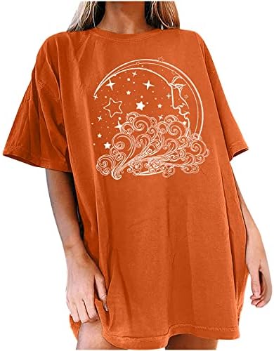 Горната Риза за момичета, Есен-Лято 2023, Модни Памучен Риза Свободно Намаляване с Къс ръкав и Кръгло деколте, Средновековната Риза за Късна закуска
