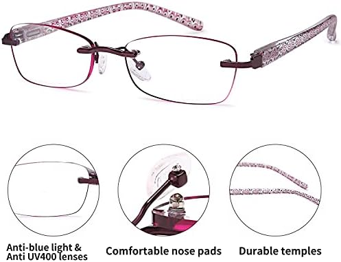 Дамски очила за четене RUISTAREYE 2,0, 3 опаковки, Блокер Синя Светлина Очила За четене, безразмерные Леки Компютърни