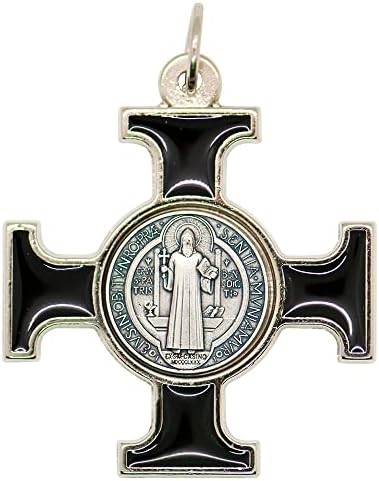 Метален медальон с Кръст на Свети Бенедикт |Патрон на студенти и Европа | Добави шарма Ожерелью или проект със собствените