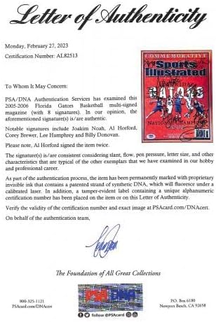 2005-06 Шампиони на Флорида Gators Подписаха списание Спортс илюстрейтид PSA / DNA 8 Sigs - Студентски списания с автограф