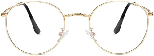 Kursan Класически Кръгли Очила с Прозрачни Лещи за Жени, Мъжки слънчеви Очила в Кръгла Метална Рамка Без Рецепта