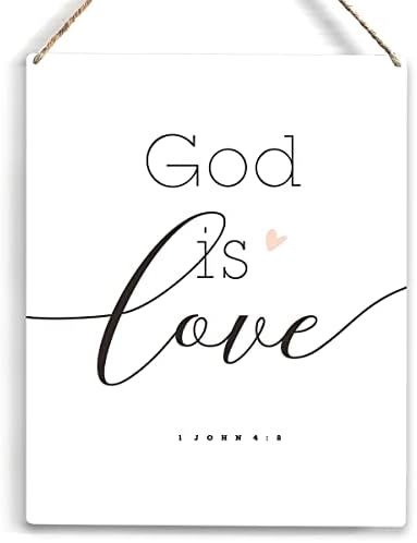 Романтична Бог е Любов Стих от Библията Дървена Табела В Селски Стил 1 Йоан 4:8 Християнска Дървена Подвесная