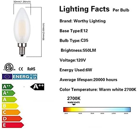 Led лампи ZYCYLIGHT E12, Led крушки за sconces свещ капацитет 6 W, Led крушки на полилея капацитет B11, Led крушки с нажежаема жичка с мощност 6 W, Led лампа за свещи на базата на E12, Лампа о?