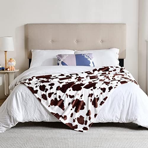 Флисовое Одеяло SOCHOW с принтом крави за мека мебел, Мека Светлина, Уютно, Топло Фланелевое Одеало за Домашен интериор,
